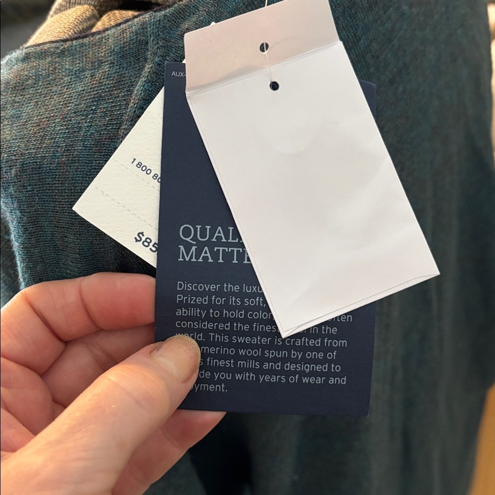 Lands' End Dark Teal Heather Merino Spun Wool Cardigan Sweater - Picture 9 of 12